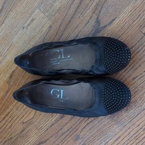 AGL Blakely Leather Black Studded Toe Flats